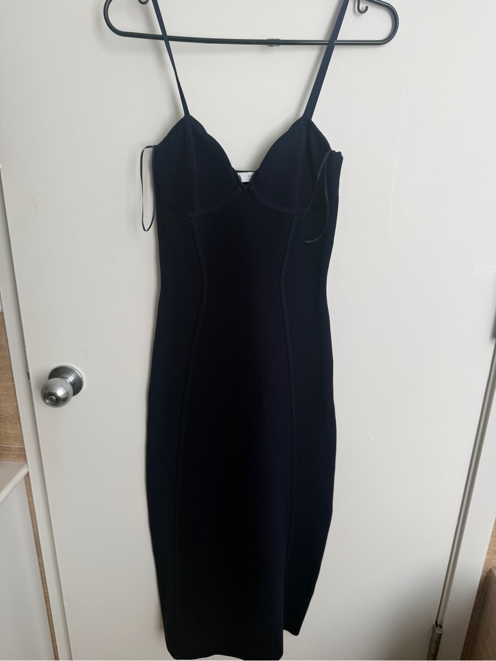 Zara Black Midi Slip Dress with Spaghetti Straps